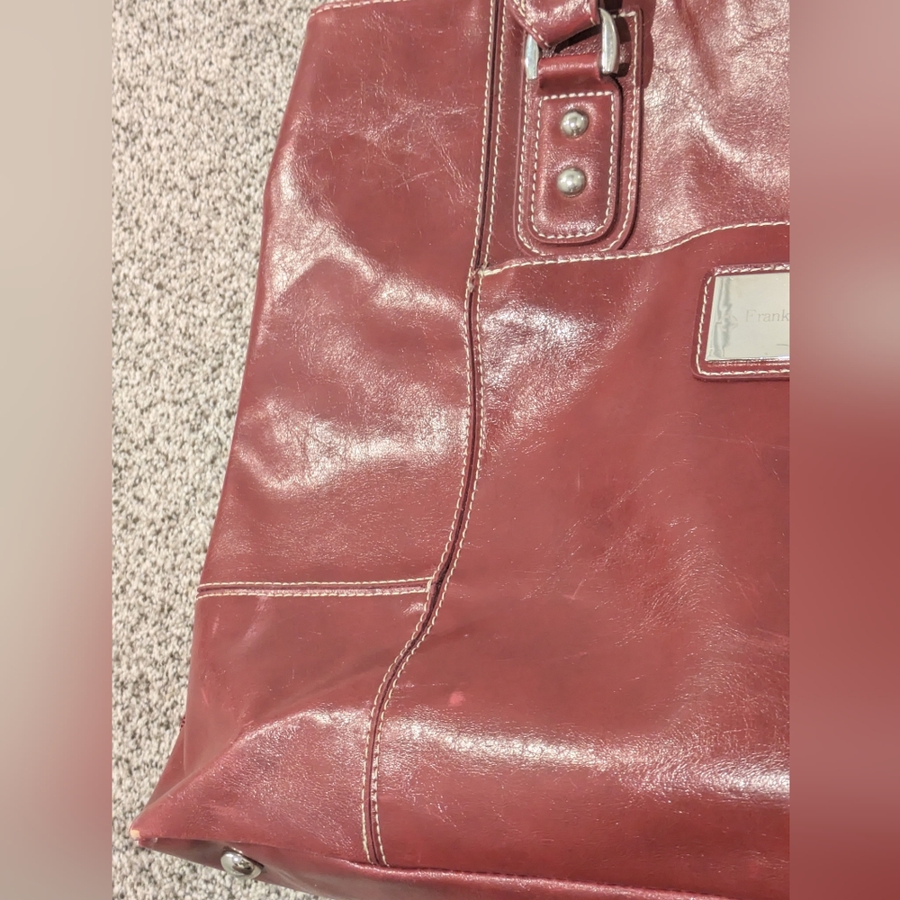 Franklin Covey Heritage Travelware Laptop Bag Triple Gusset Red Maroon Tote - Picture 4 of 16